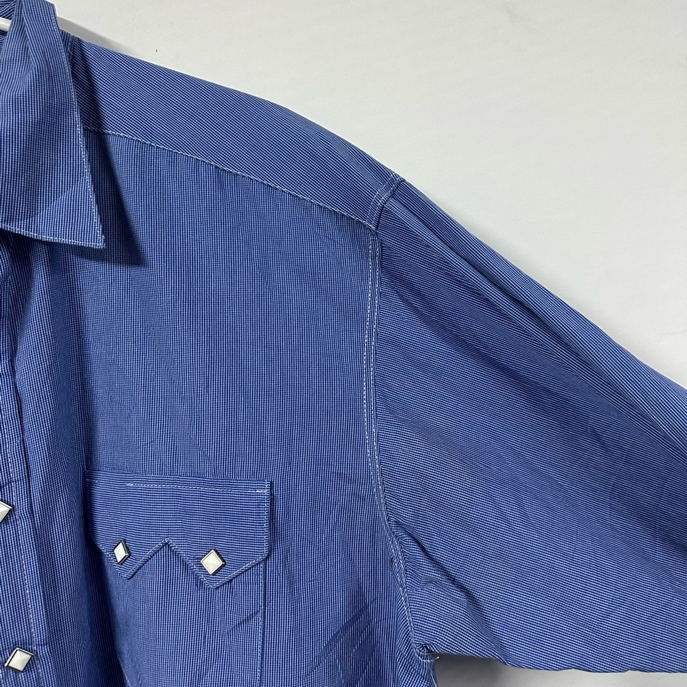 Vintage Rockmount Ranch Wear Shirt Mens XL Blue Western Diamond Snap Long Sleeve - Picture 5 of 7